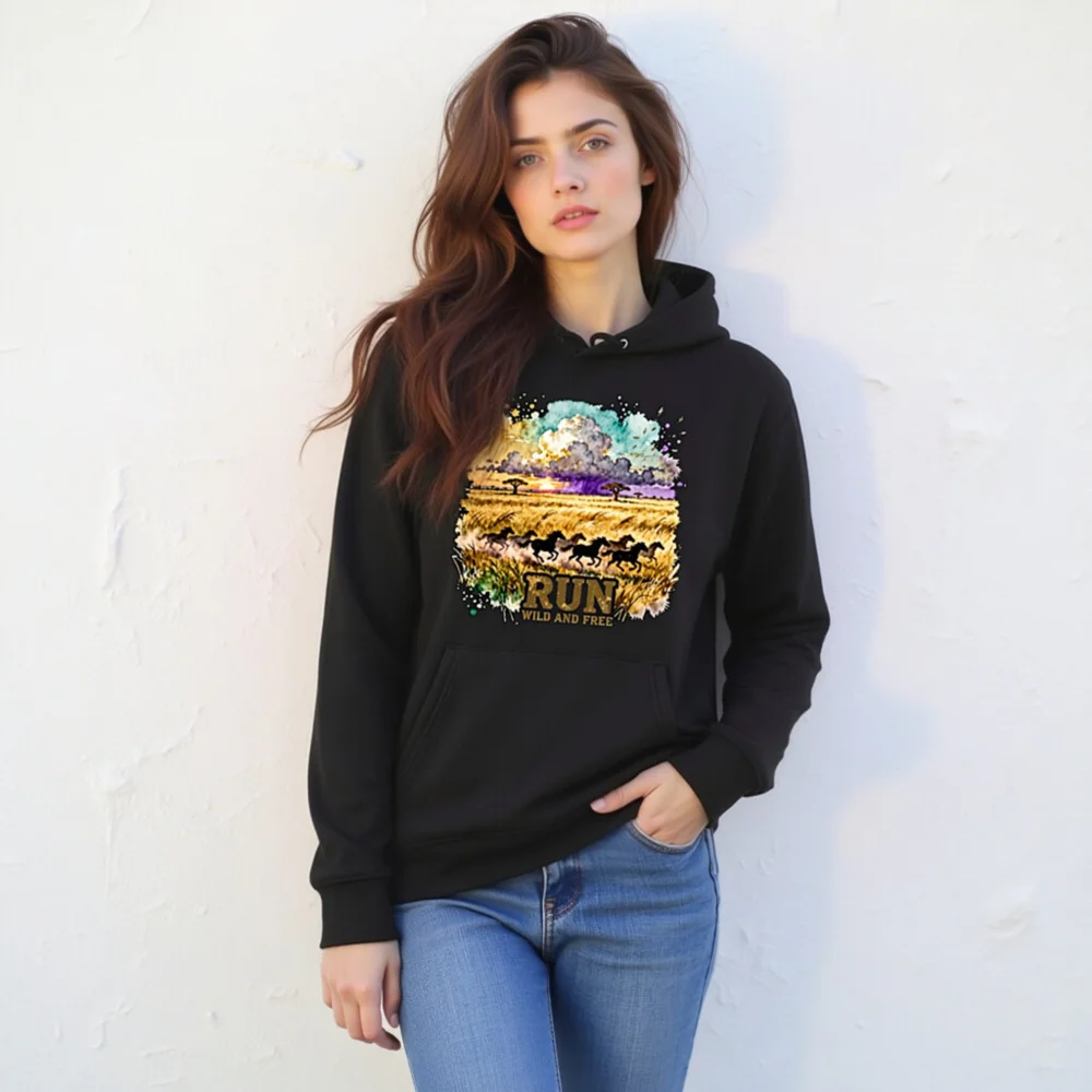 Run Wild and Free Hoodie – Unisex Eco-Friendly Pullover - Image 11
