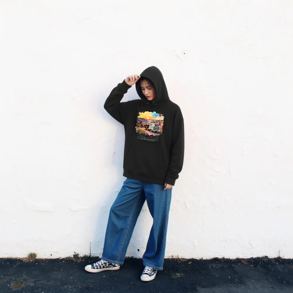 Roam Free Van Life Hoodie – Unisex Eco-Friendly Pullover - Image 2