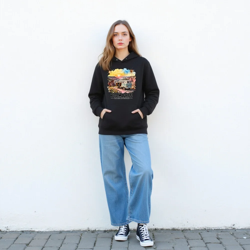 Roam Free Van Life Hoodie – Unisex Eco-Friendly Pullover - Image 4