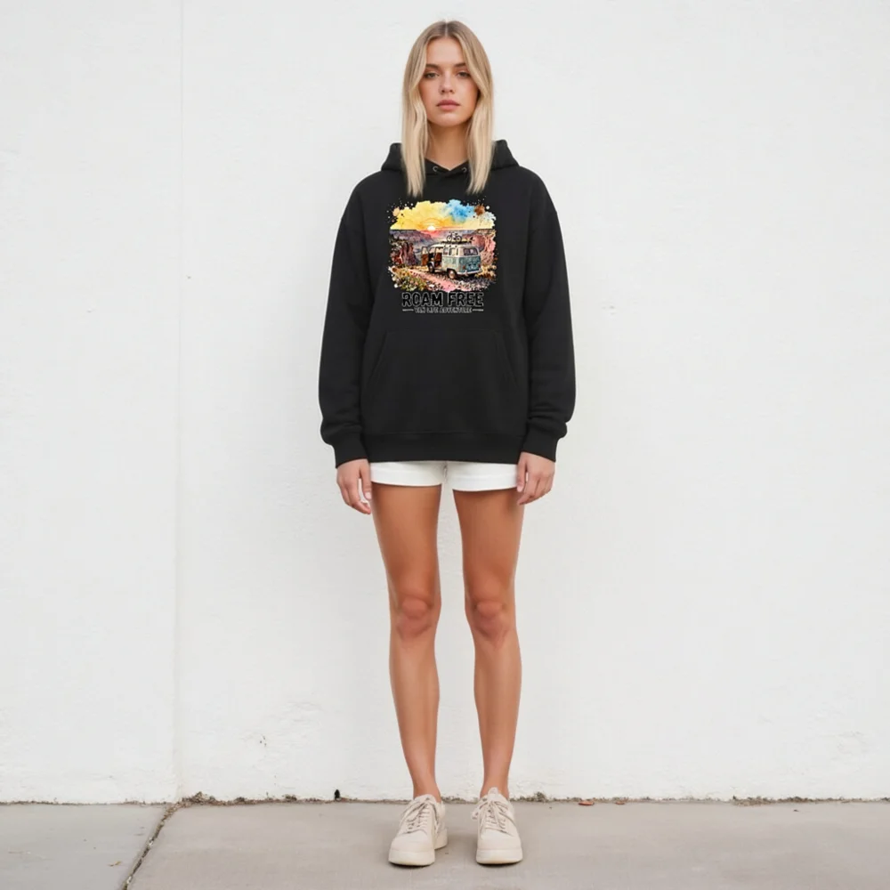 Roam Free Van Life Hoodie – Unisex Eco-Friendly Pullover - Image 5