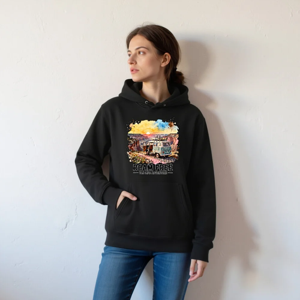 Roam Free Van Life Hoodie – Unisex Eco-Friendly Pullover - Image 6
