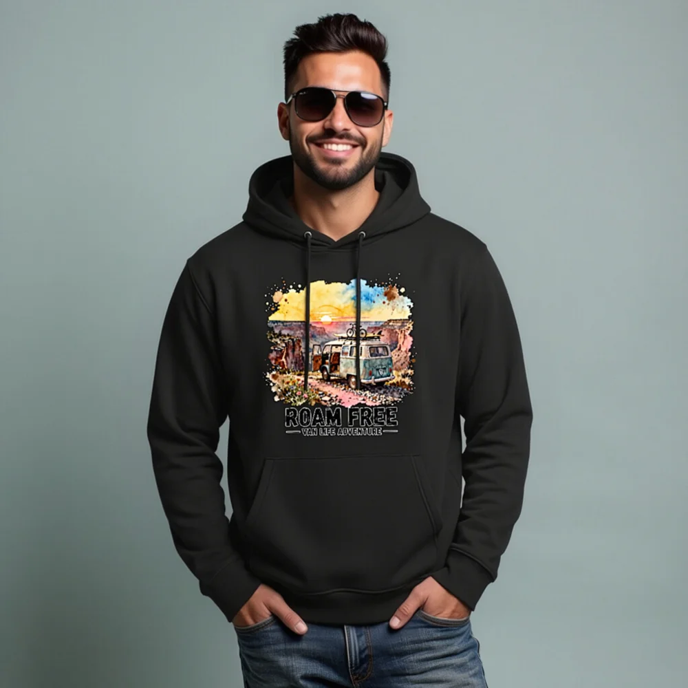 Roam Free Van Life Hoodie – Unisex Eco-Friendly Pullover - Image 7