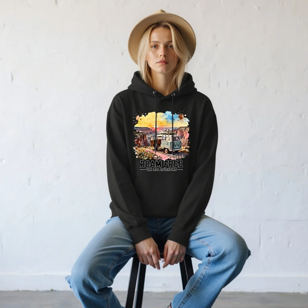 Roam Free Van Life Hoodie – Unisex Eco-Friendly Pullover - Image 9