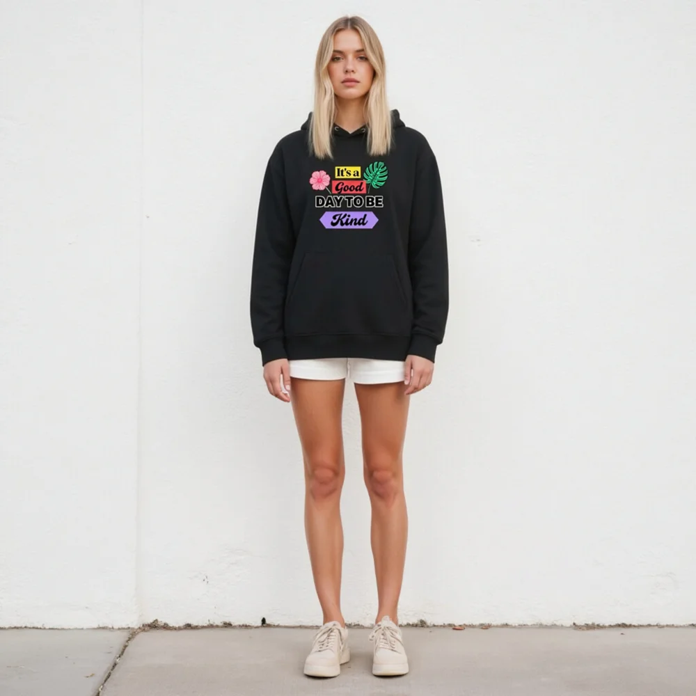 Unisex Eco Hoodie – 'It's a Good Day to Be Kind' Graphic Sweatshirt - Image 5
