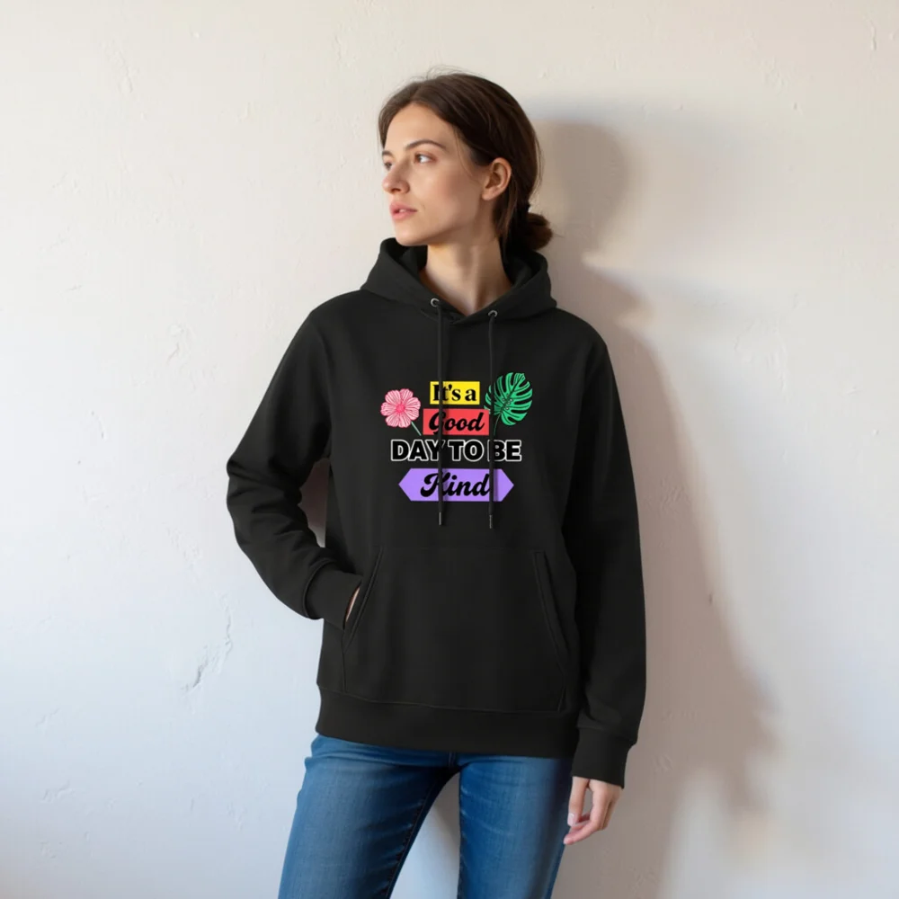 Unisex Eco Hoodie – 'It's a Good Day to Be Kind' Graphic Sweatshirt - Image 6
