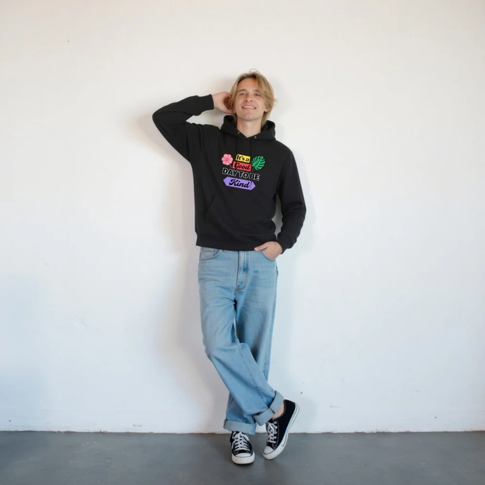 Unisex Eco Hoodie – 'It's a Good Day to Be Kind' Graphic Sweatshirt - Image 10