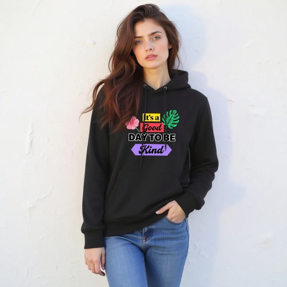 Unisex Eco Hoodie – 'It's a Good Day to Be Kind' Graphic Sweatshirt - Image 11