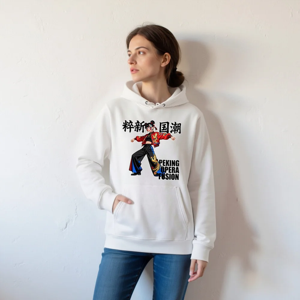 Unisex Eco Hoodie – Peking Opera Fusion Graphic Sweatshirt - Image 6