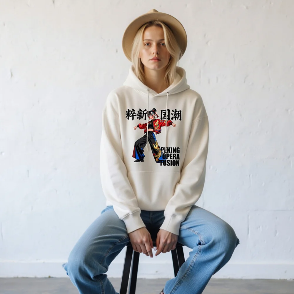 Unisex Eco Hoodie – Peking Opera Fusion Graphic Sweatshirt - Image 8