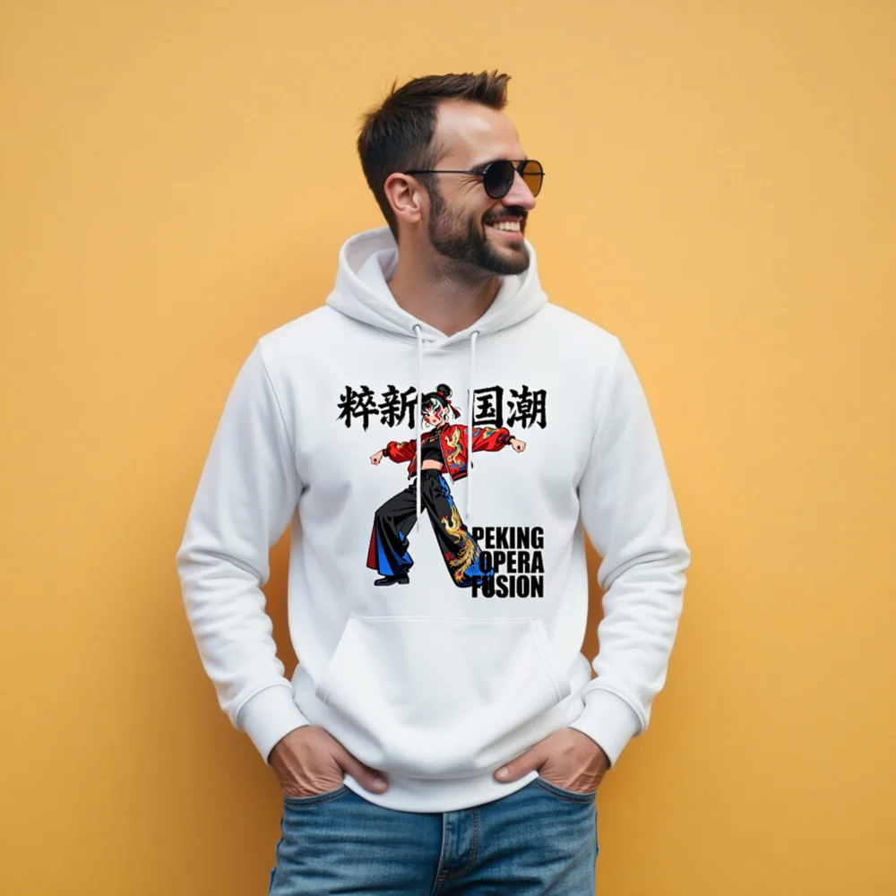 Unisex Eco Hoodie – Peking Opera Fusion Graphic Sweatshirt - Image 11