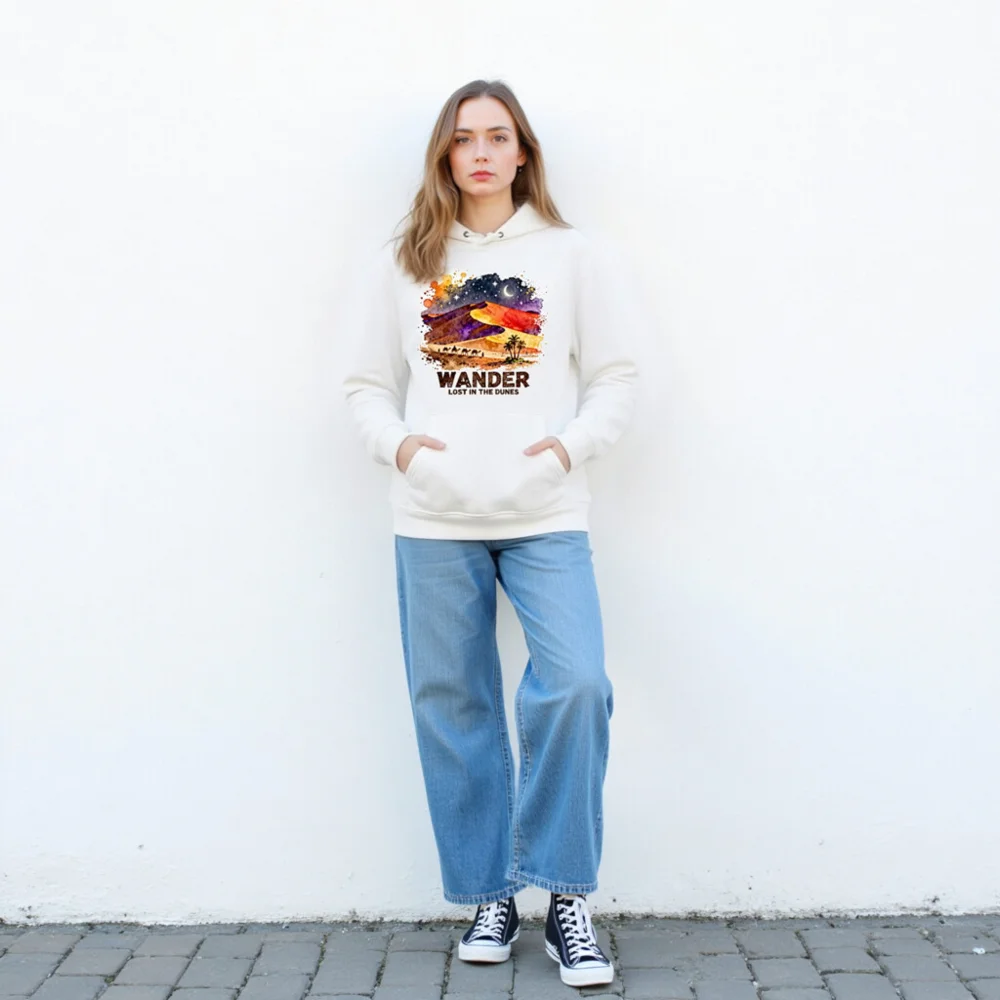 Wander Lost in the Dunes Hoodie – Unisex Eco-Friendly Pullover - Image 4