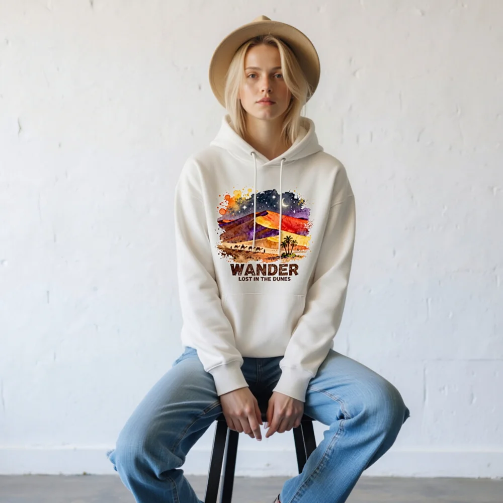 Wander Lost in the Dunes Hoodie – Unisex Eco-Friendly Pullover - Image 8