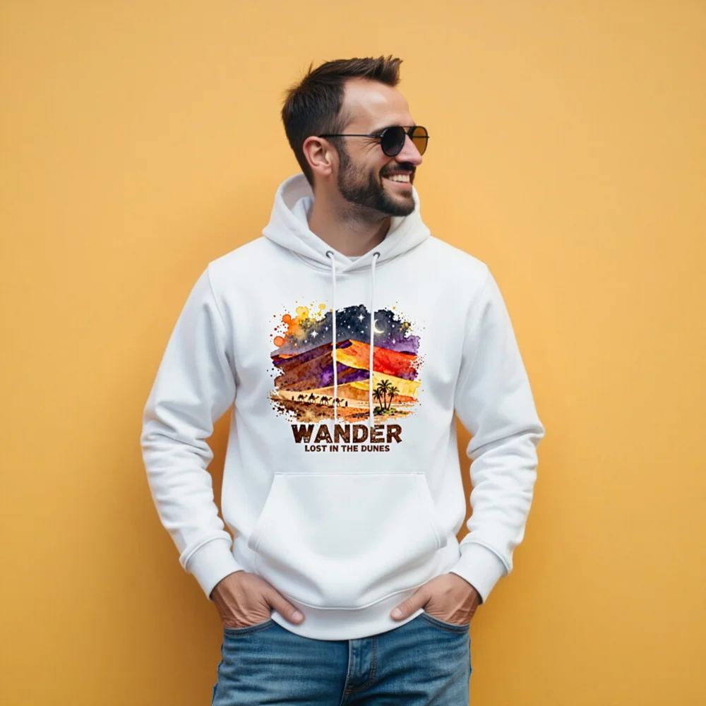 Wander Lost in the Dunes Hoodie – Unisex Eco-Friendly Pullover - Image 11