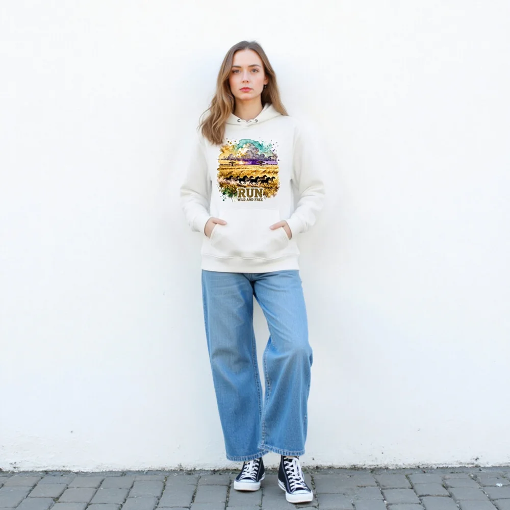 Run Wild and Free Hoodie – Unisex Eco-Friendly Pullover - Image 4