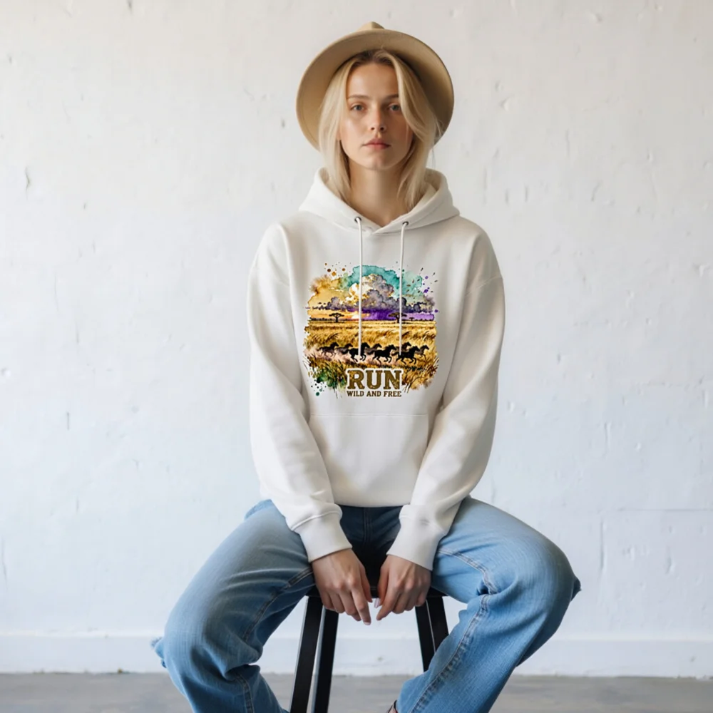 Run Wild and Free Hoodie – Unisex Eco-Friendly Pullover - Image 8