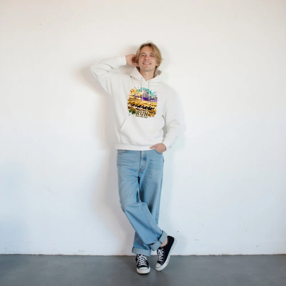 Run Wild and Free Hoodie – Unisex Eco-Friendly Pullover - Image 9
