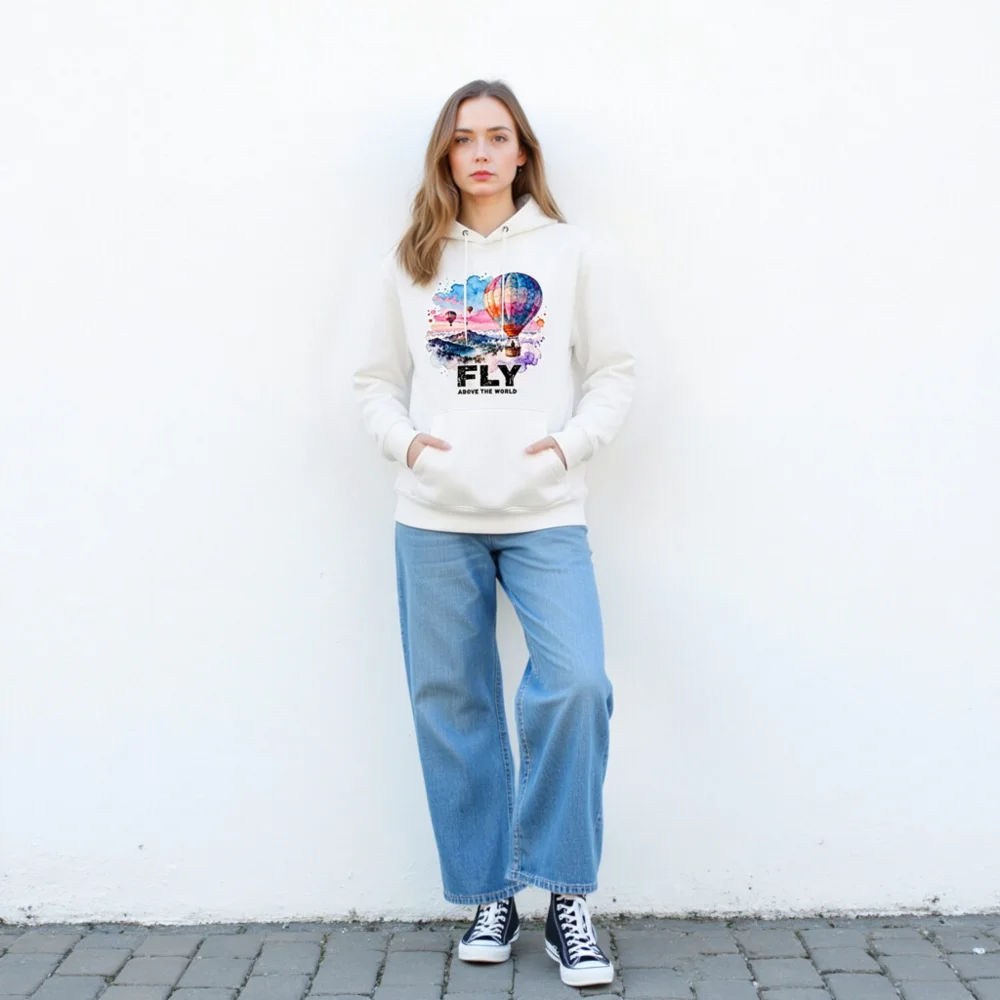 Fly Above the World Hoodie – Unisex Eco-Friendly Pullover - Image 4