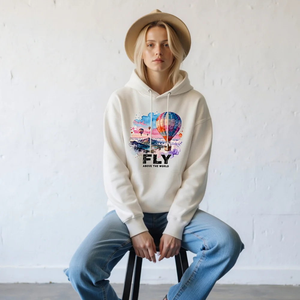 Fly Above the World Hoodie – Unisex Eco-Friendly Pullover - Image 8