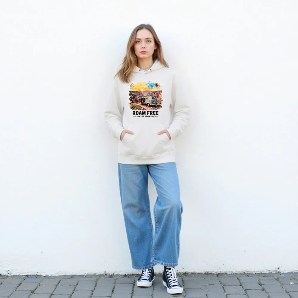 Roam Free Van Life Hoodie – Unisex Eco-Friendly Pullover - Image 4