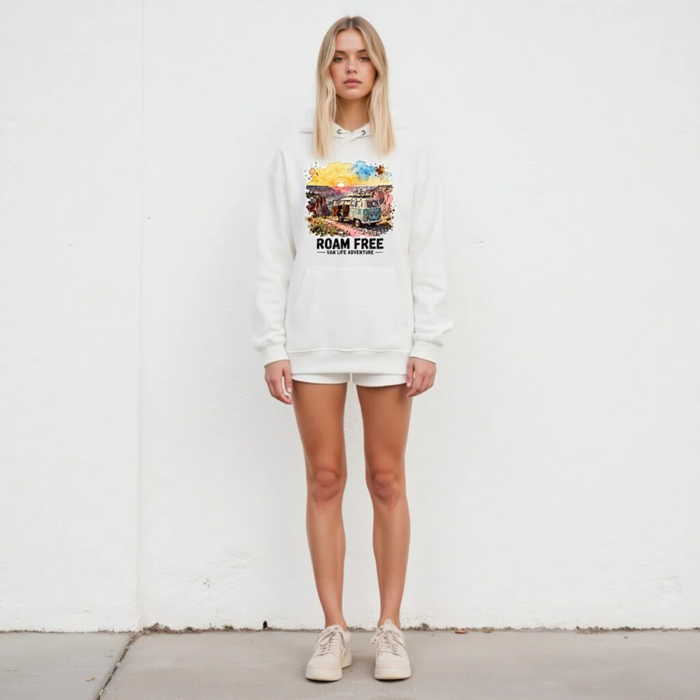 Roam Free Van Life Hoodie – Unisex Eco-Friendly Pullover - Image 5