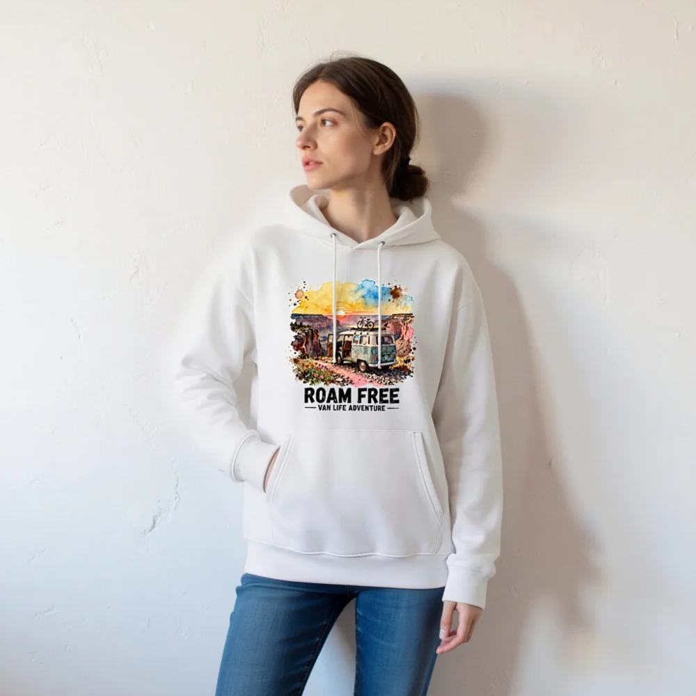 Roam Free Van Life Hoodie – Unisex Eco-Friendly Pullover - Image 6