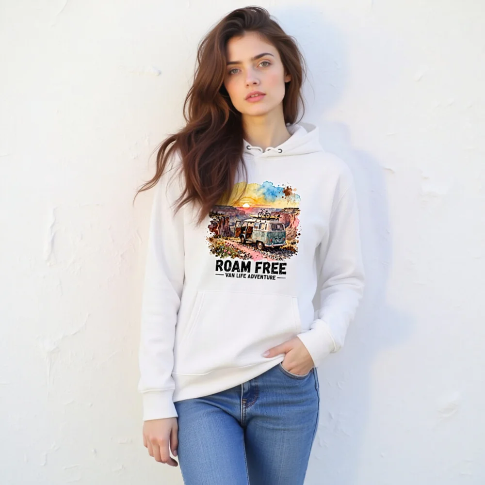 Roam Free Van Life Hoodie – Unisex Eco-Friendly Pullover - Image 10