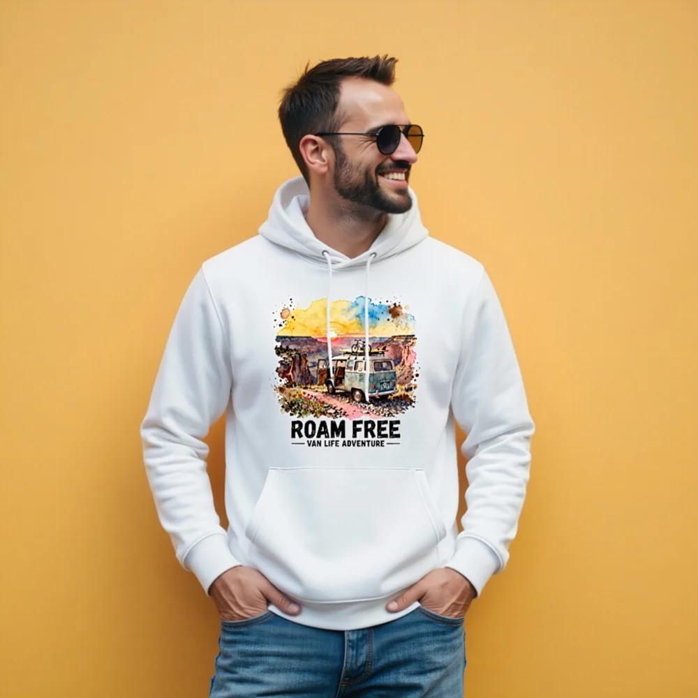 Roam Free Van Life Hoodie – Unisex Eco-Friendly Pullover - Image 11
