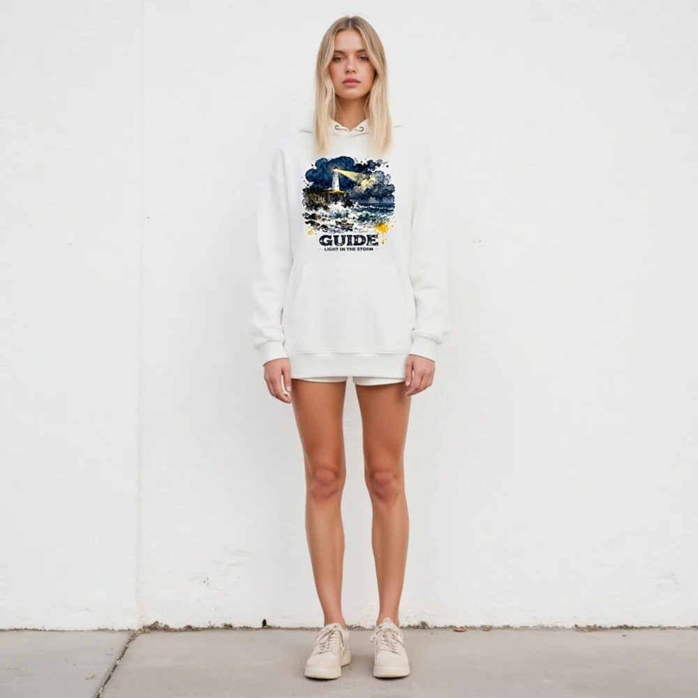 Unisex Eco Hoodie – Guide Light in the Storm Graphic Sweatshirt - Image 5