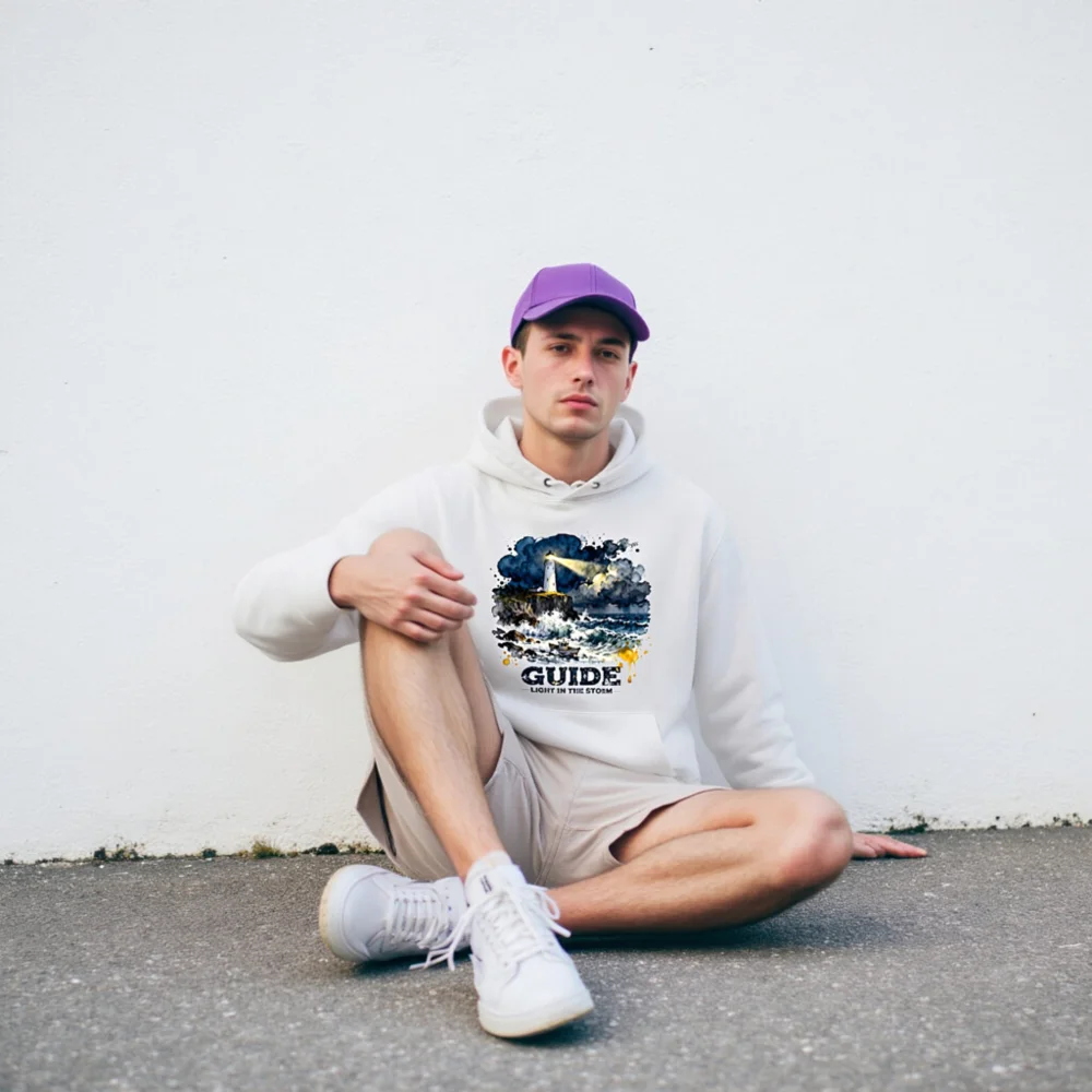 Unisex Eco Hoodie – Guide Light in the Storm Graphic Sweatshirt - Image 7