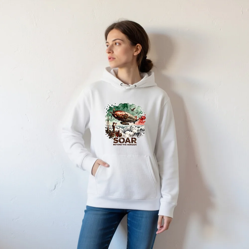 Steampunk Airship Hoodie – Unisex Eco-Friendly Pullover Sweatshirt - Image 6