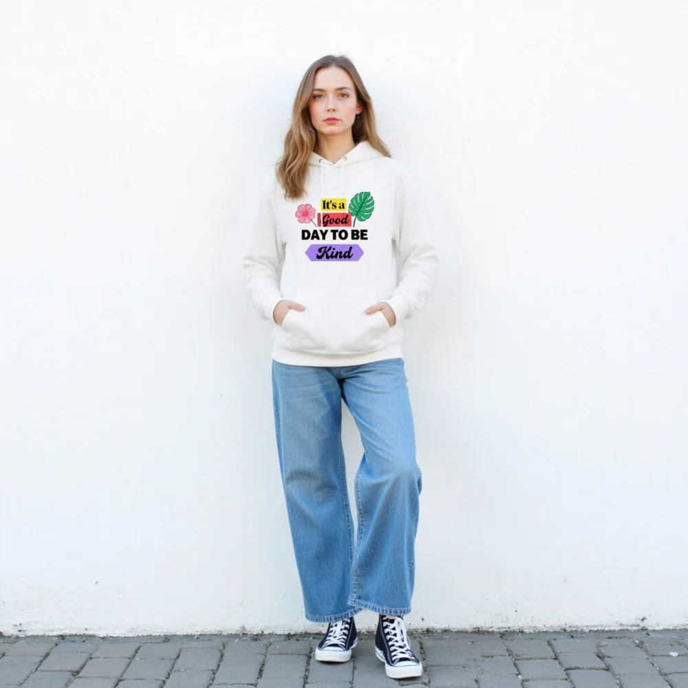 Unisex Eco Hoodie - 'It's a Good Day to Be Kind' Sustainable Pullover - Image 4