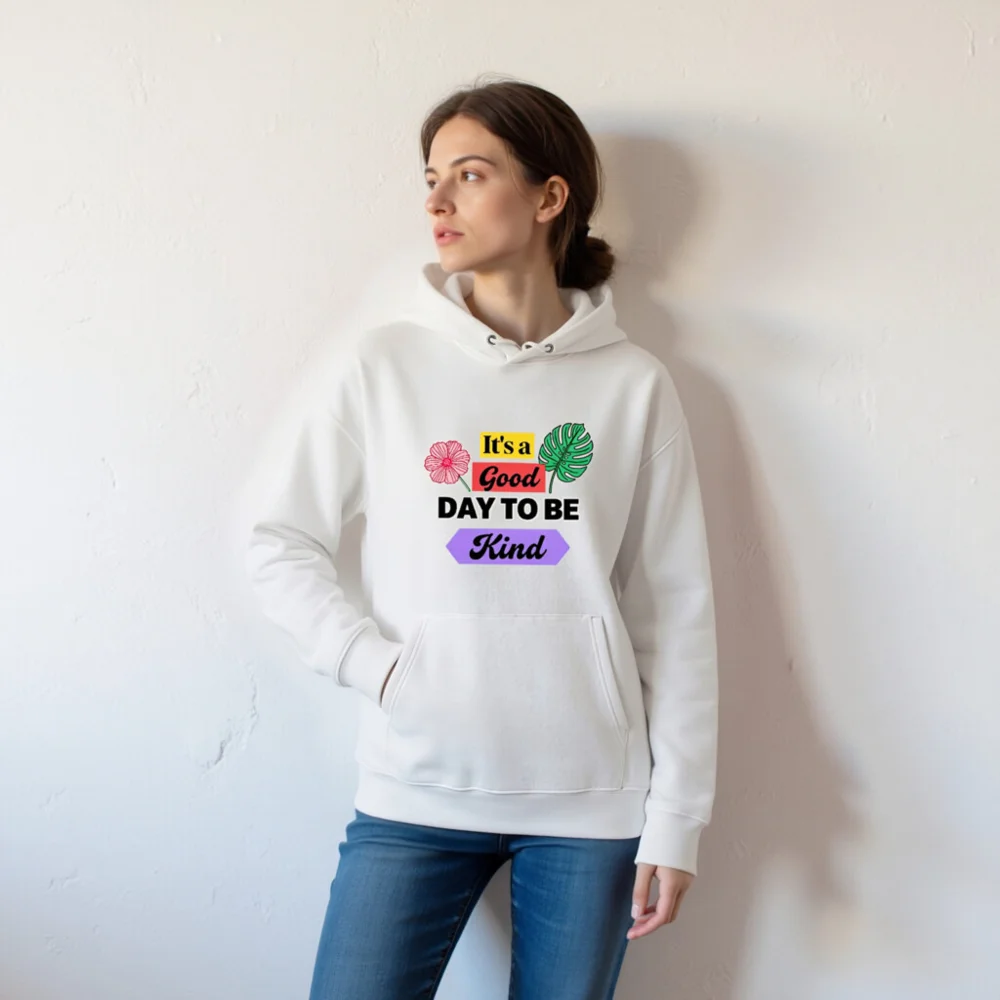 Unisex Eco Hoodie - 'It's a Good Day to Be Kind' Sustainable Pullover - Image 6