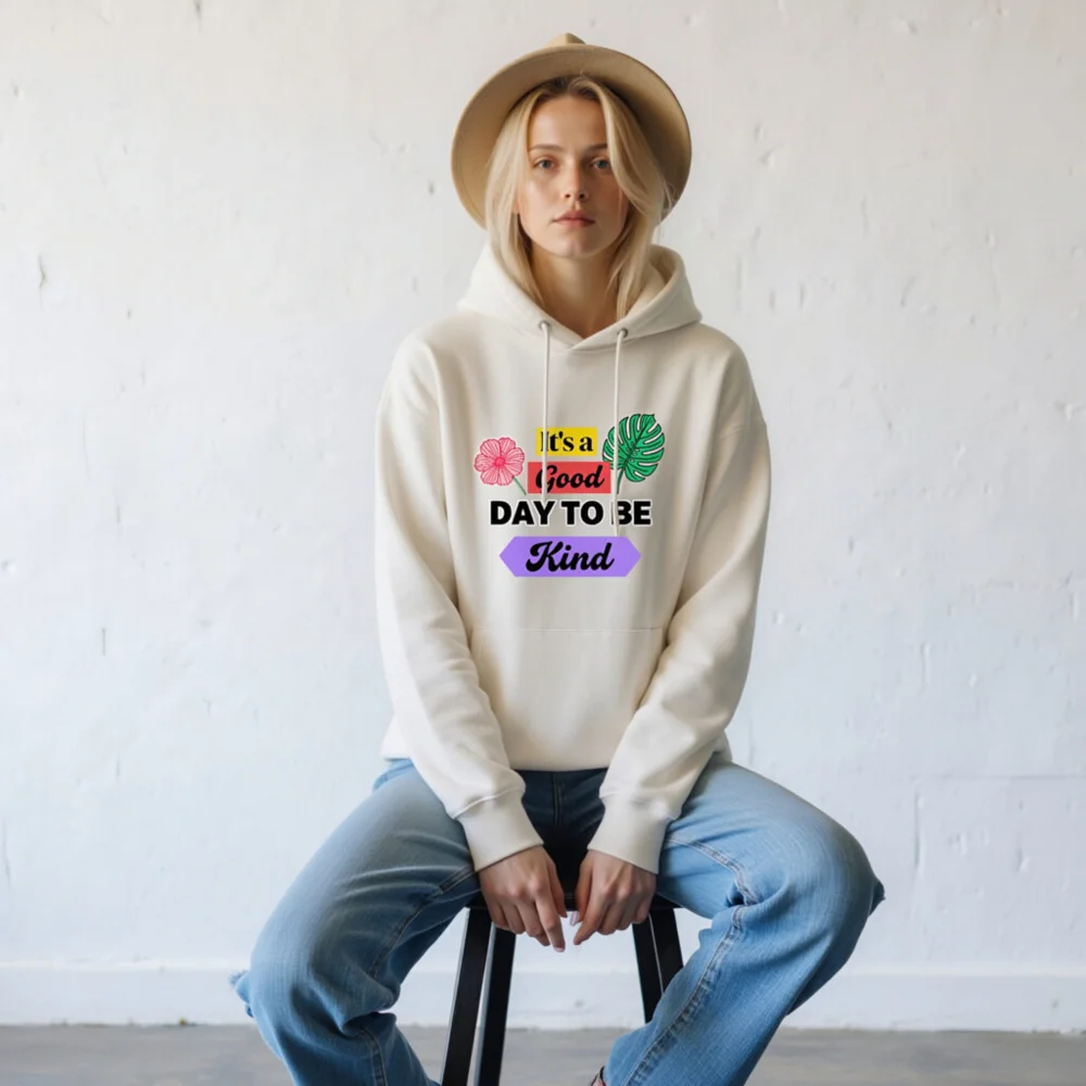 Unisex Eco Hoodie - 'It's a Good Day to Be Kind' Sustainable Pullover - Image 8