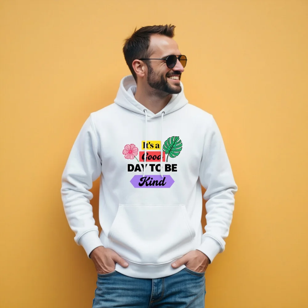 Unisex Eco Hoodie - 'It's a Good Day to Be Kind' Sustainable Pullover - Image 11