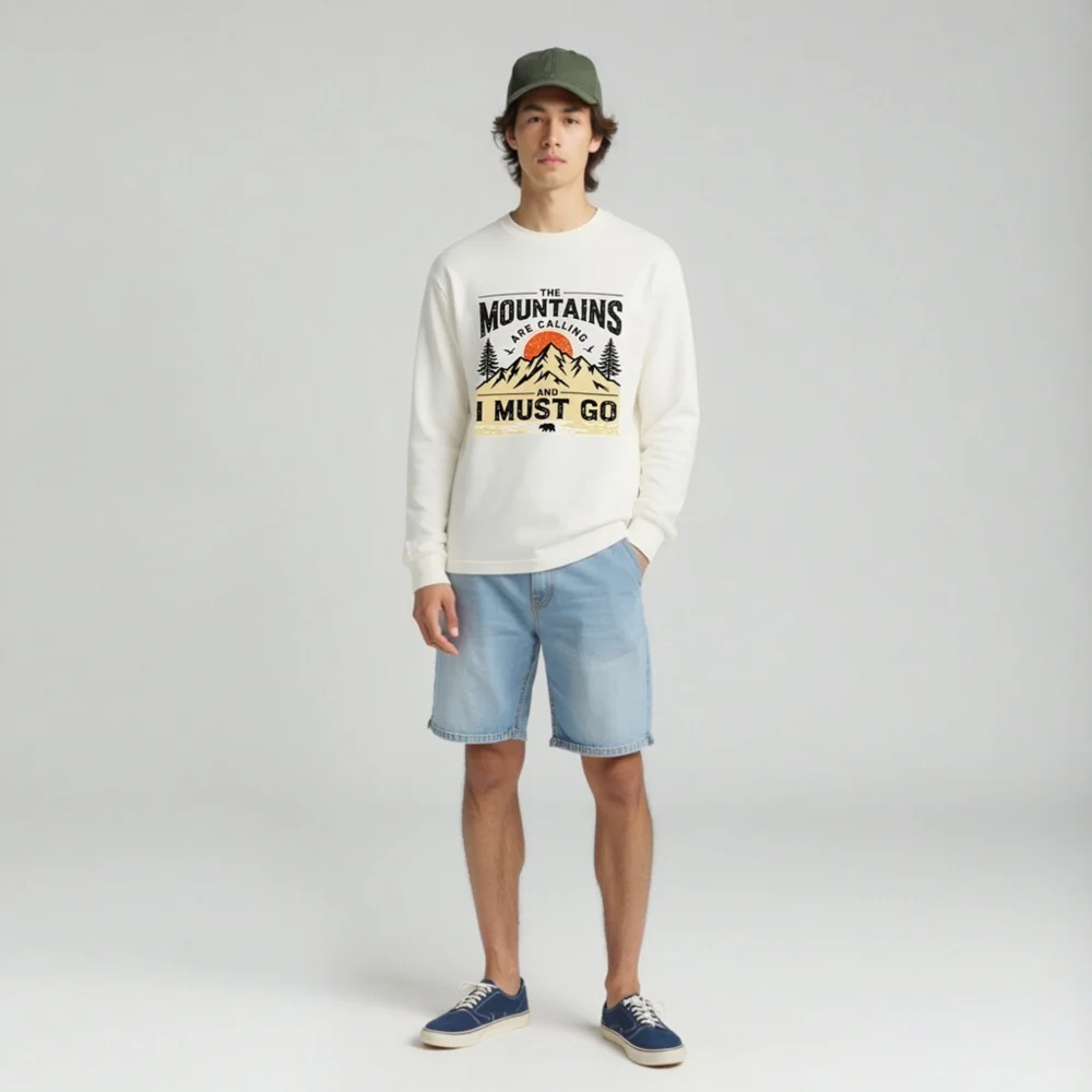 Mountains Are Calling Long Sleeve Tee – Unisex Outdoor Graphic Shirt - Image 3