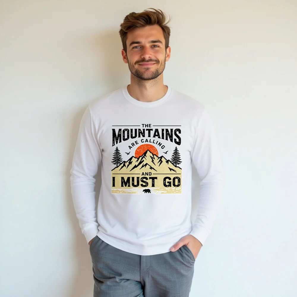 Mountains Are Calling Long Sleeve Tee – Unisex Outdoor Graphic Shirt - Image 7