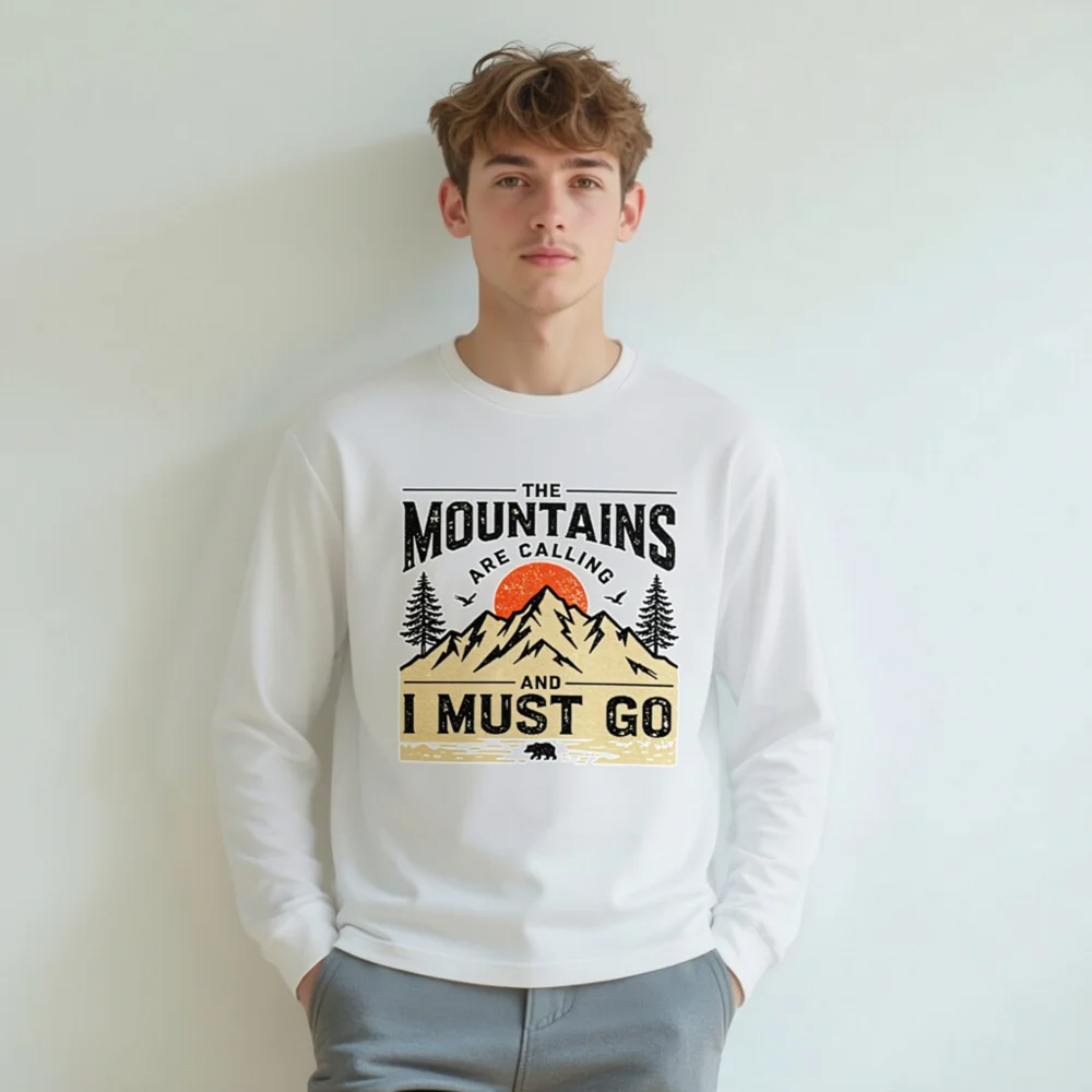 Mountains Are Calling Long Sleeve Tee – Unisex Outdoor Graphic Shirt - Image 8