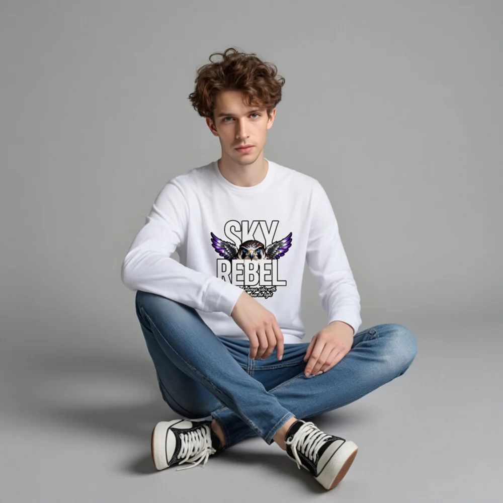 Sky Rebel Unisex Long Sleeve Tee – Eagle Graphic Shirt - Image 4
