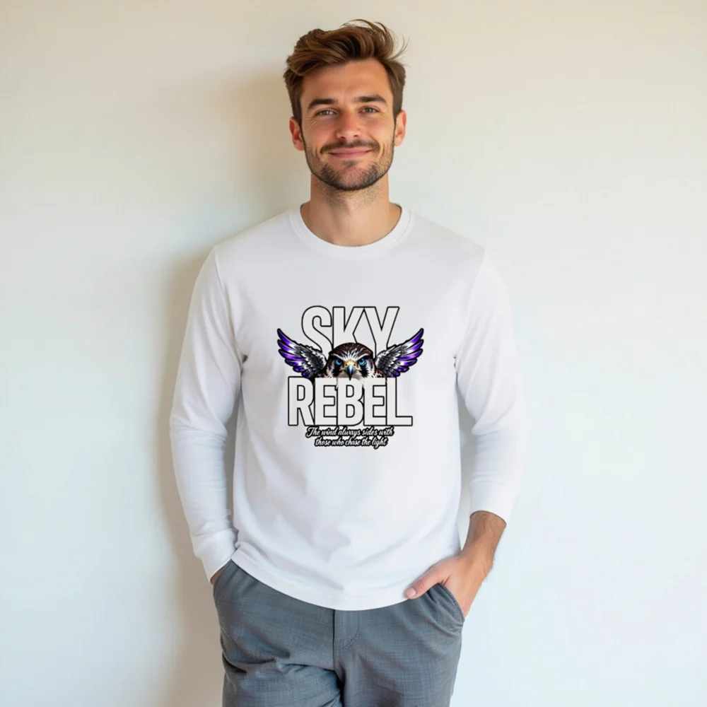 Sky Rebel Unisex Long Sleeve Tee – Eagle Graphic Shirt - Image 7