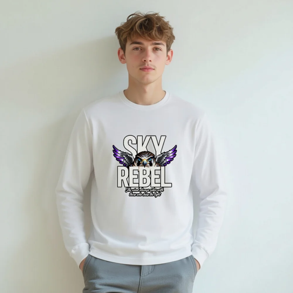 Sky Rebel Unisex Long Sleeve Tee – Eagle Graphic Shirt - Image 8