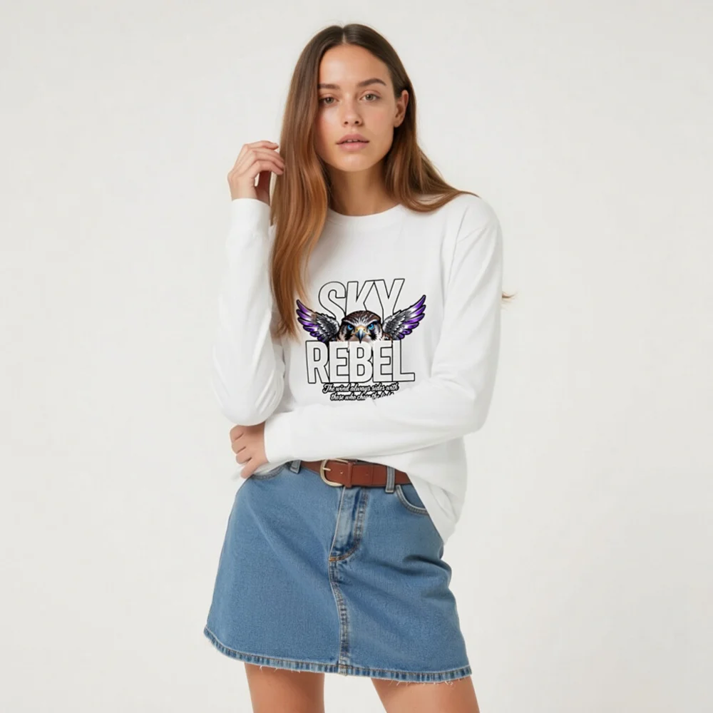 Sky Rebel Unisex Long Sleeve Tee – Eagle Graphic Shirt - Image 9