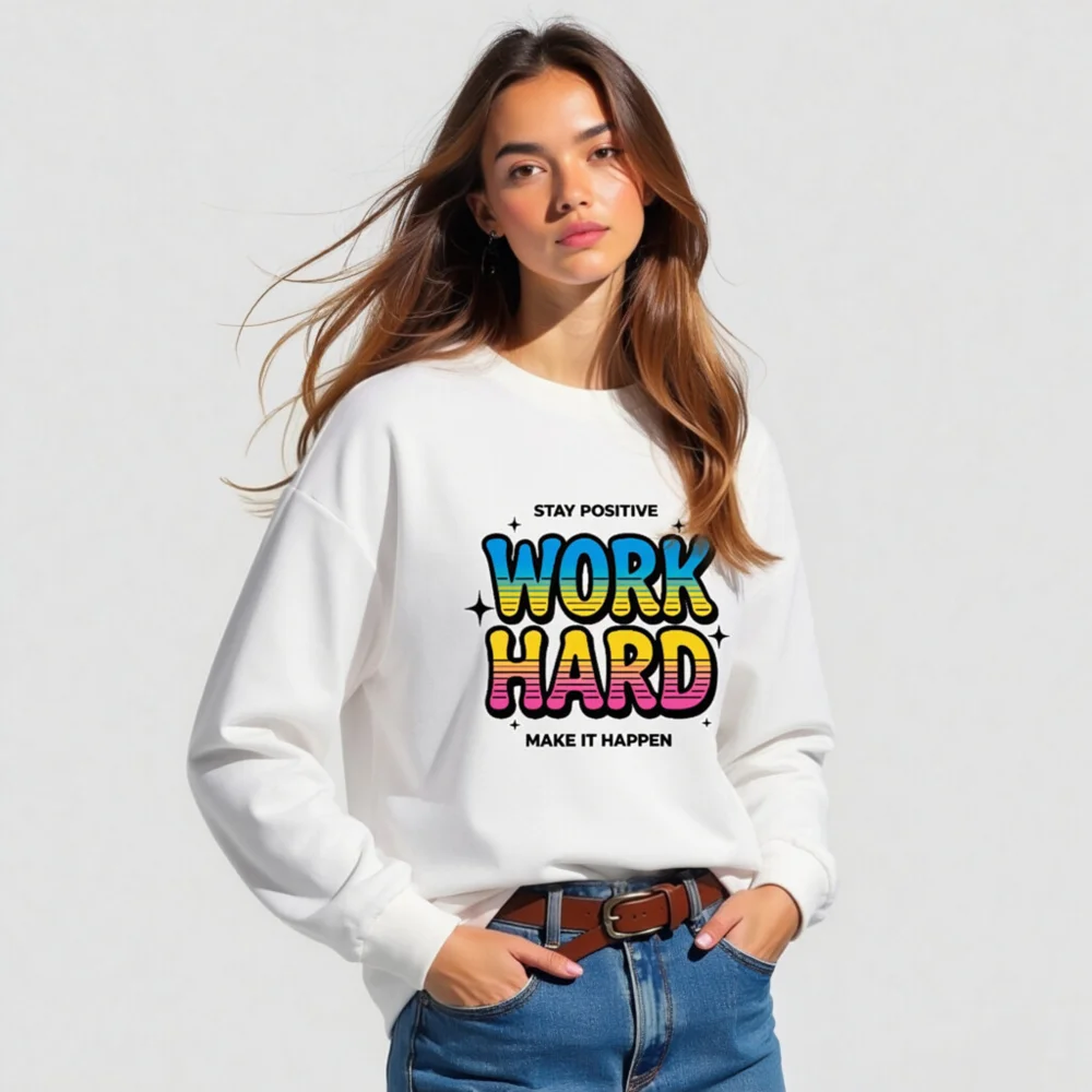 Work Hard Stay Positive Long Sleeve Tee - Unisex Motivational Shirt - Image 5