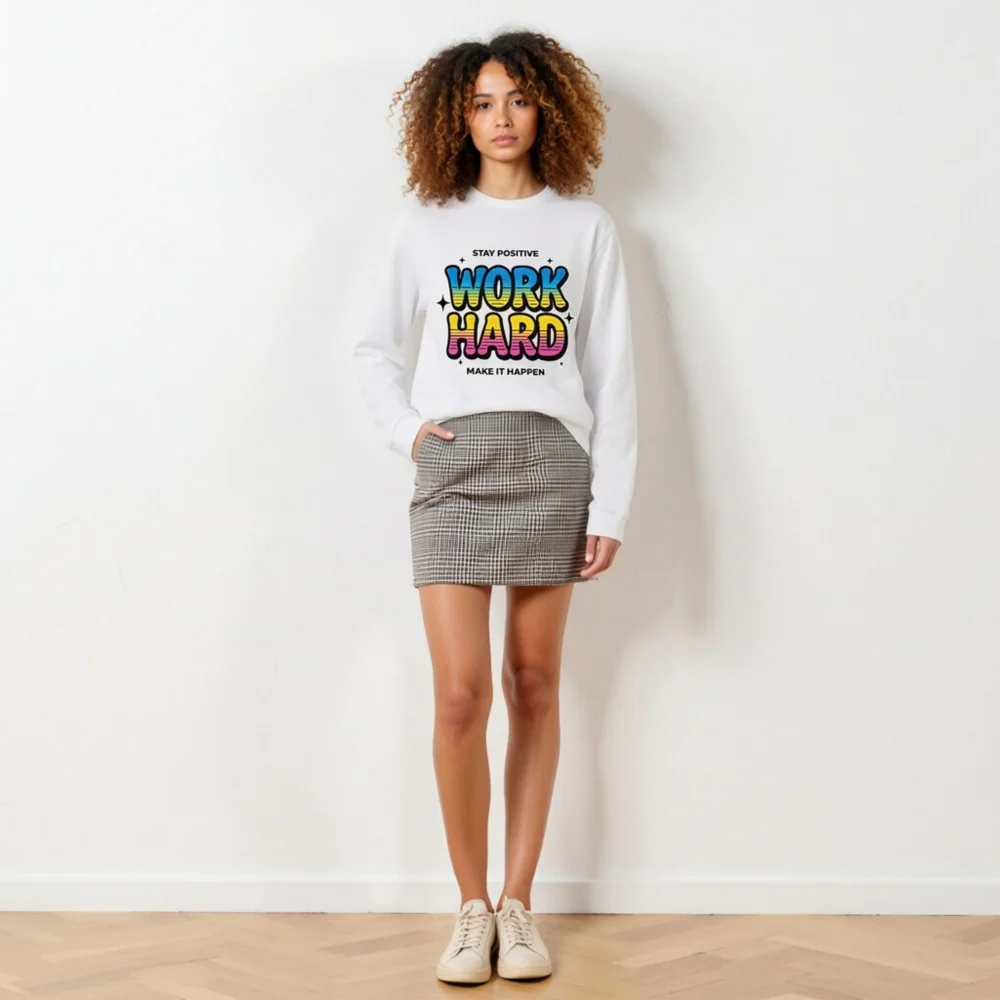 Work Hard Stay Positive Long Sleeve Tee - Unisex Motivational Shirt - Image 6