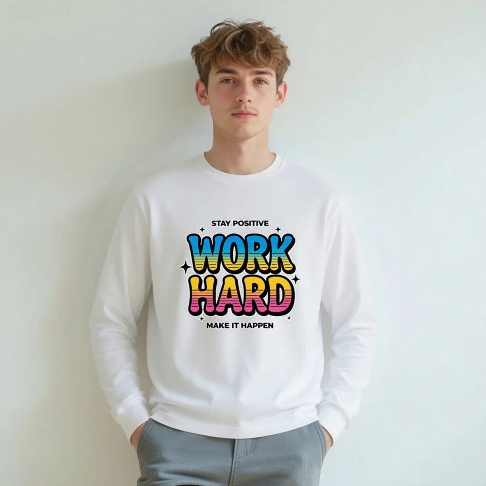 Work Hard Stay Positive Long Sleeve Tee - Unisex Motivational Shirt - Image 8