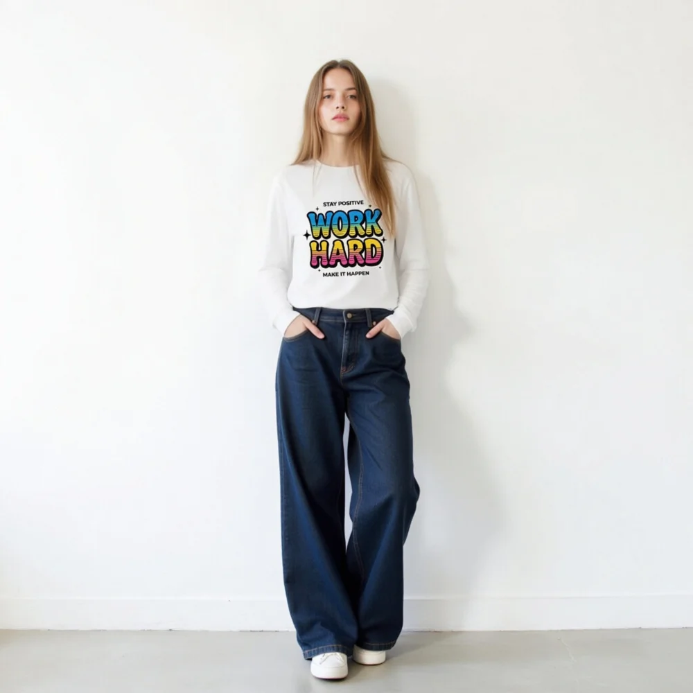 Work Hard Stay Positive Long Sleeve Tee - Unisex Motivational Shirt - Image 11