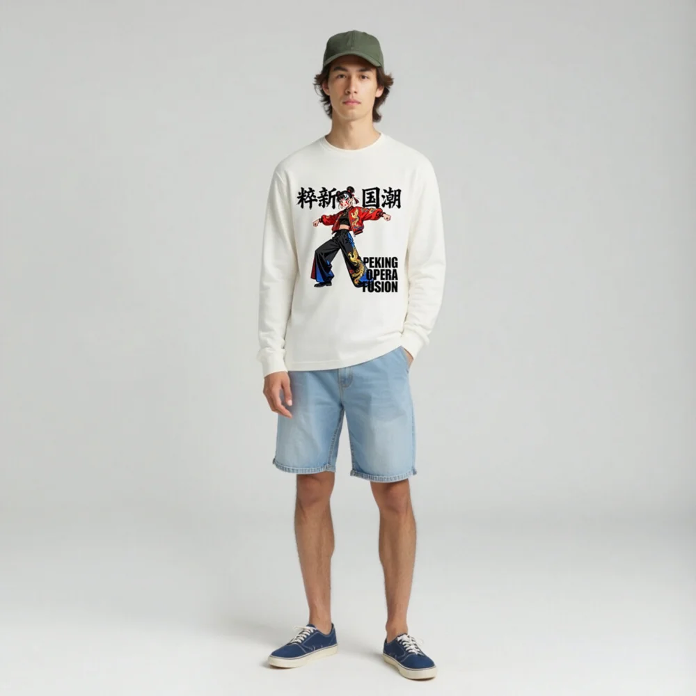 Peking Opera Fusion Unisex Long Sleeve Tee - Chinese Traditional Art Streetwear - Image 3