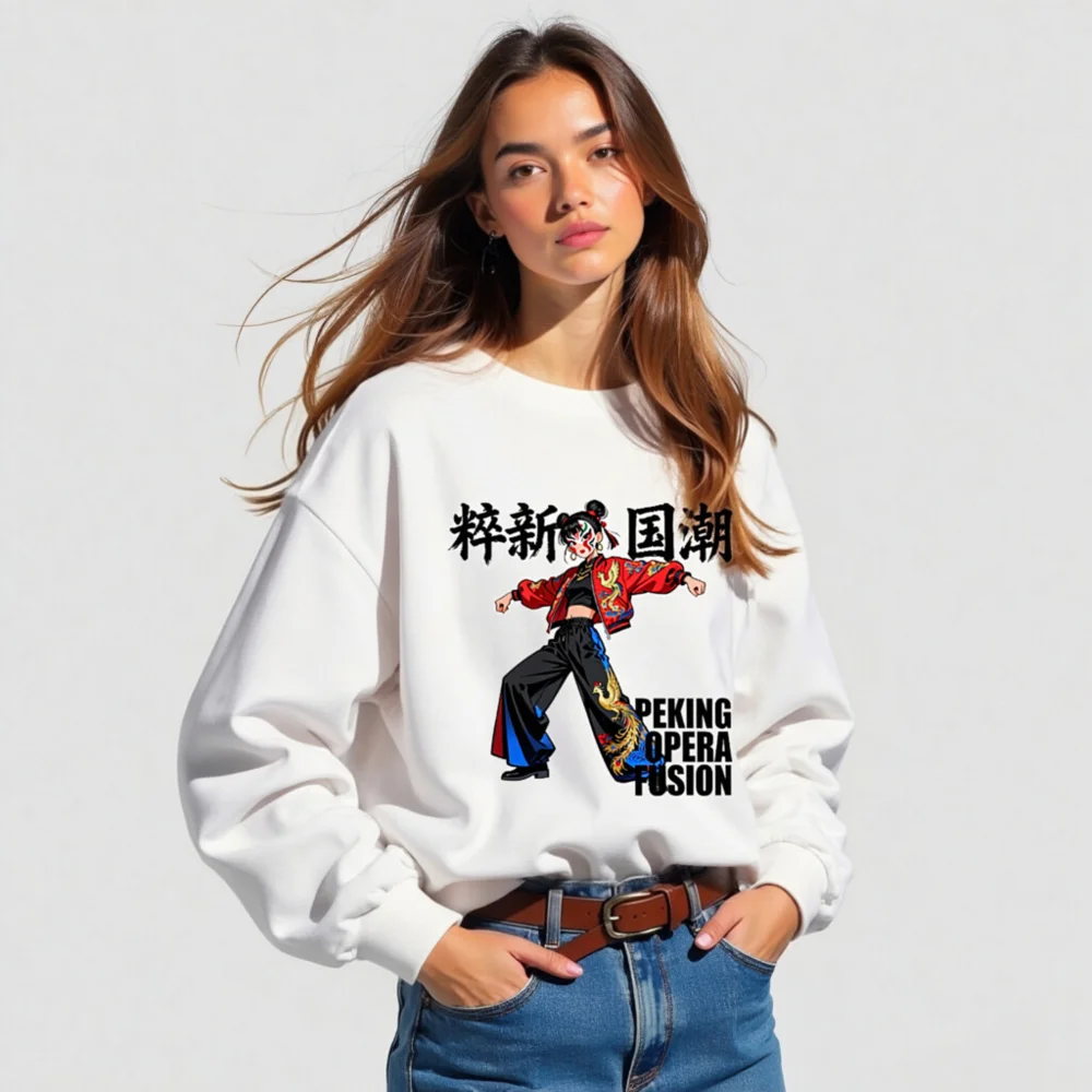 Peking Opera Fusion Unisex Long Sleeve Tee - Chinese Traditional Art Streetwear - Image 5