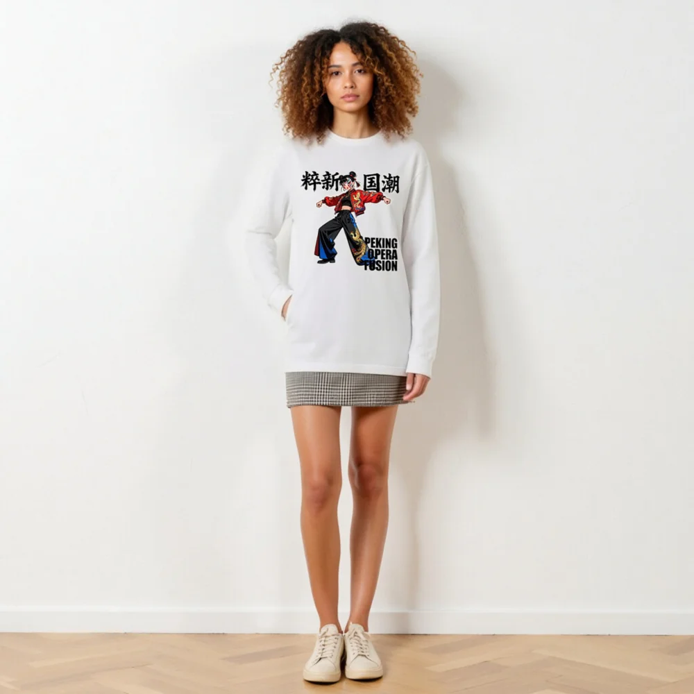 Peking Opera Fusion Unisex Long Sleeve Tee - Chinese Traditional Art Streetwear - Image 6