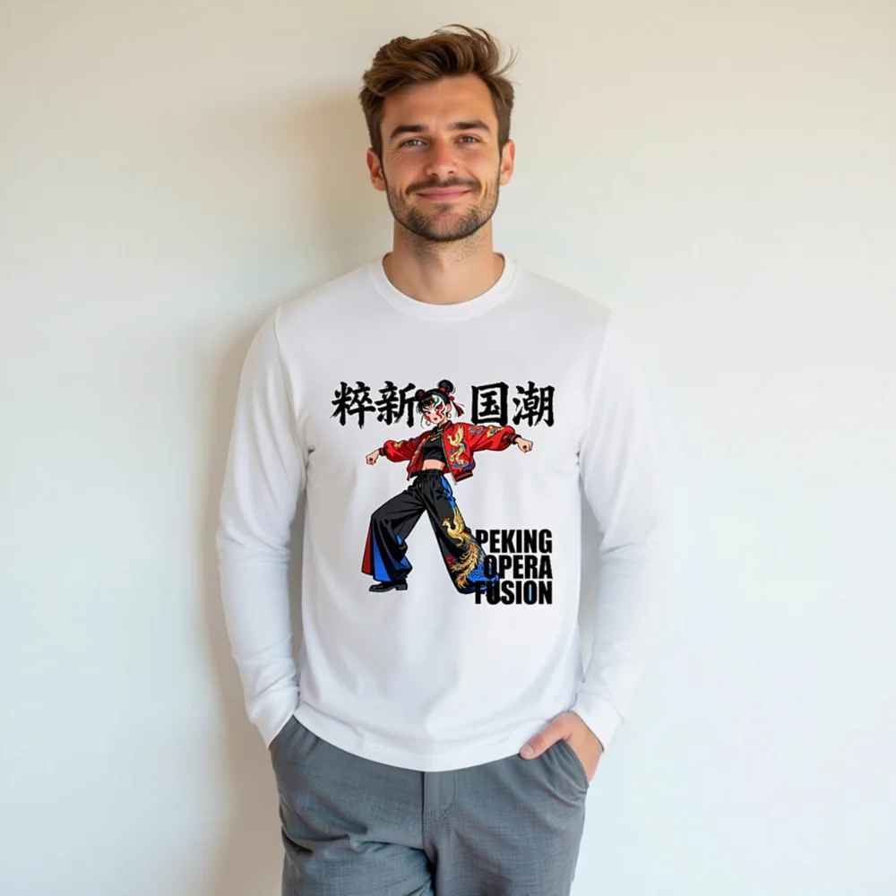 Peking Opera Fusion Unisex Long Sleeve Tee - Chinese Traditional Art Streetwear - Image 7