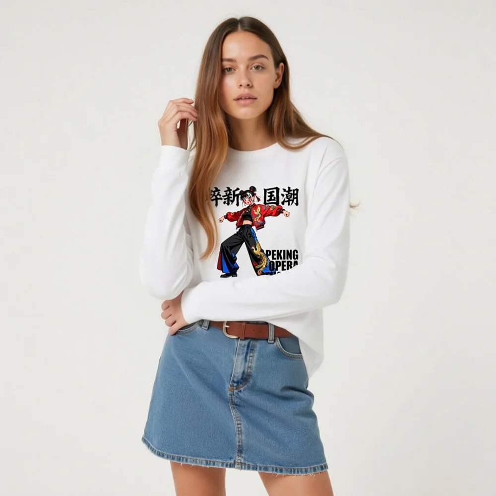 Peking Opera Fusion Unisex Long Sleeve Tee - Chinese Traditional Art Streetwear - Image 9